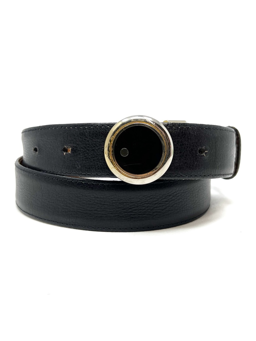 Vintage Movado Museum Dial Black Leather Men’s Belt Size 32 Removable Buckle Vtg